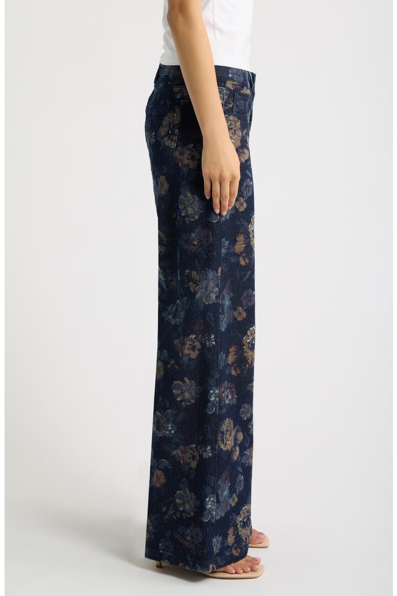Floral Print Low Rise Wide Leg Jeans, Alternate, color, VINTAGE WASH