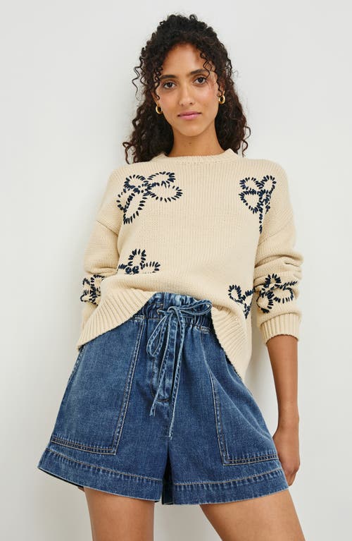 Rails Zoey Floral Stitch Sweater In Ivory Navy Stitched Daisies