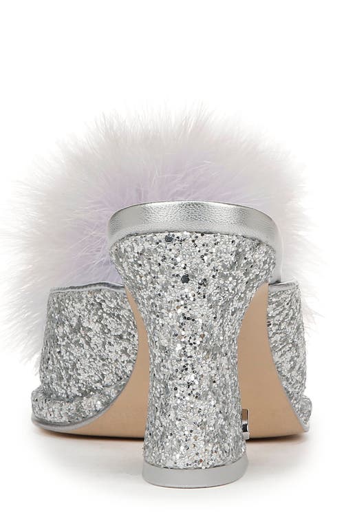 Circus Ny By Sam Edelman Hadie Feather Fluff Glitter Mule In Soft Silver