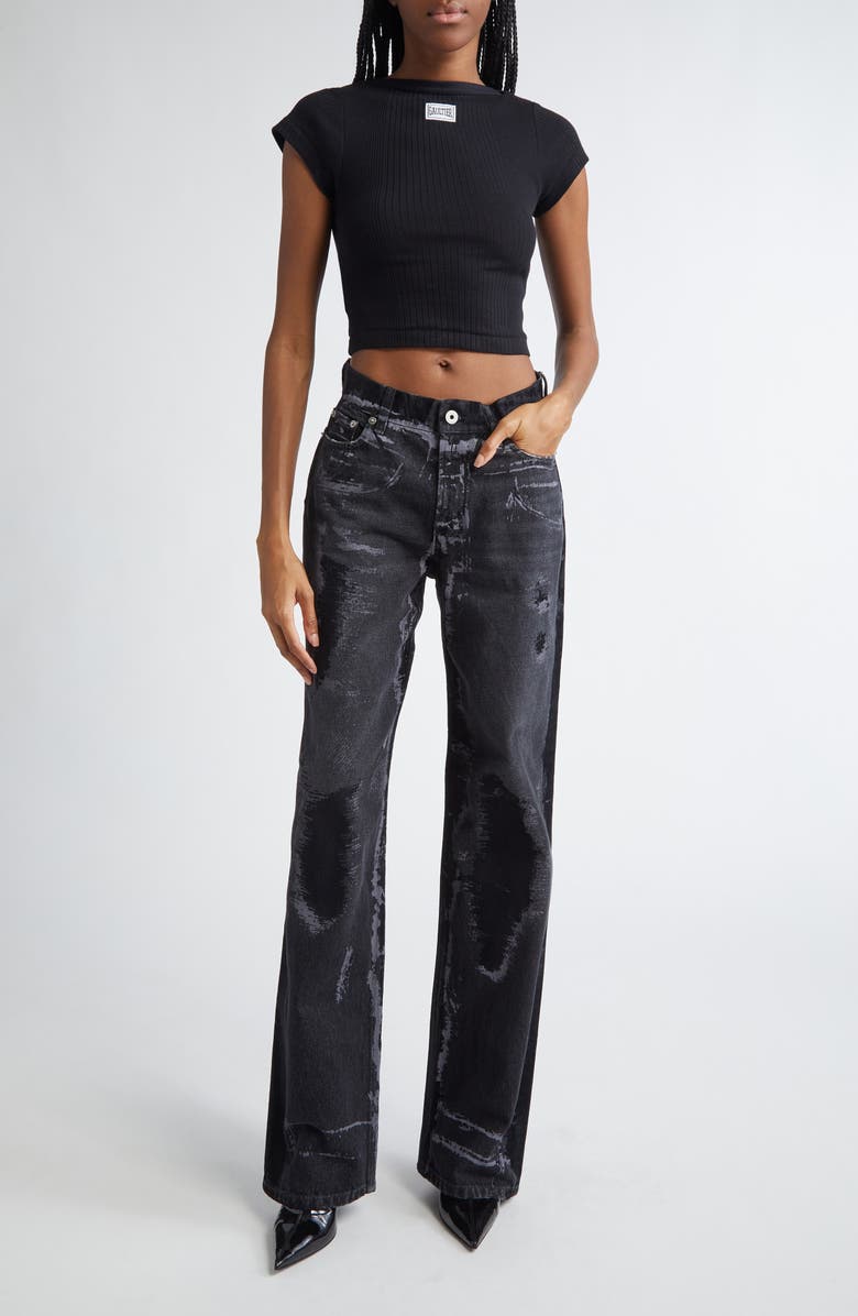 Jean Paul Gaultier Logo Patch Crop Baby Tee, Alternate, color, 