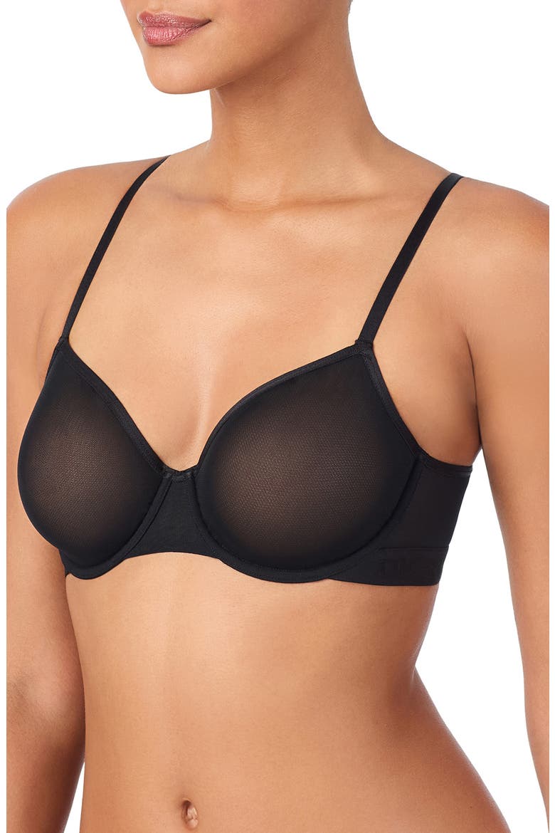 Logo Mesh Unlined Underwire Bra, Alternate, color, BLACK