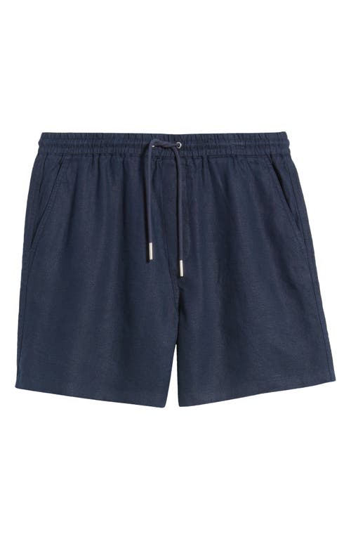 Nn07 Gregor Drawstring Linen Shorts 6.25 Navy Blue In Blue