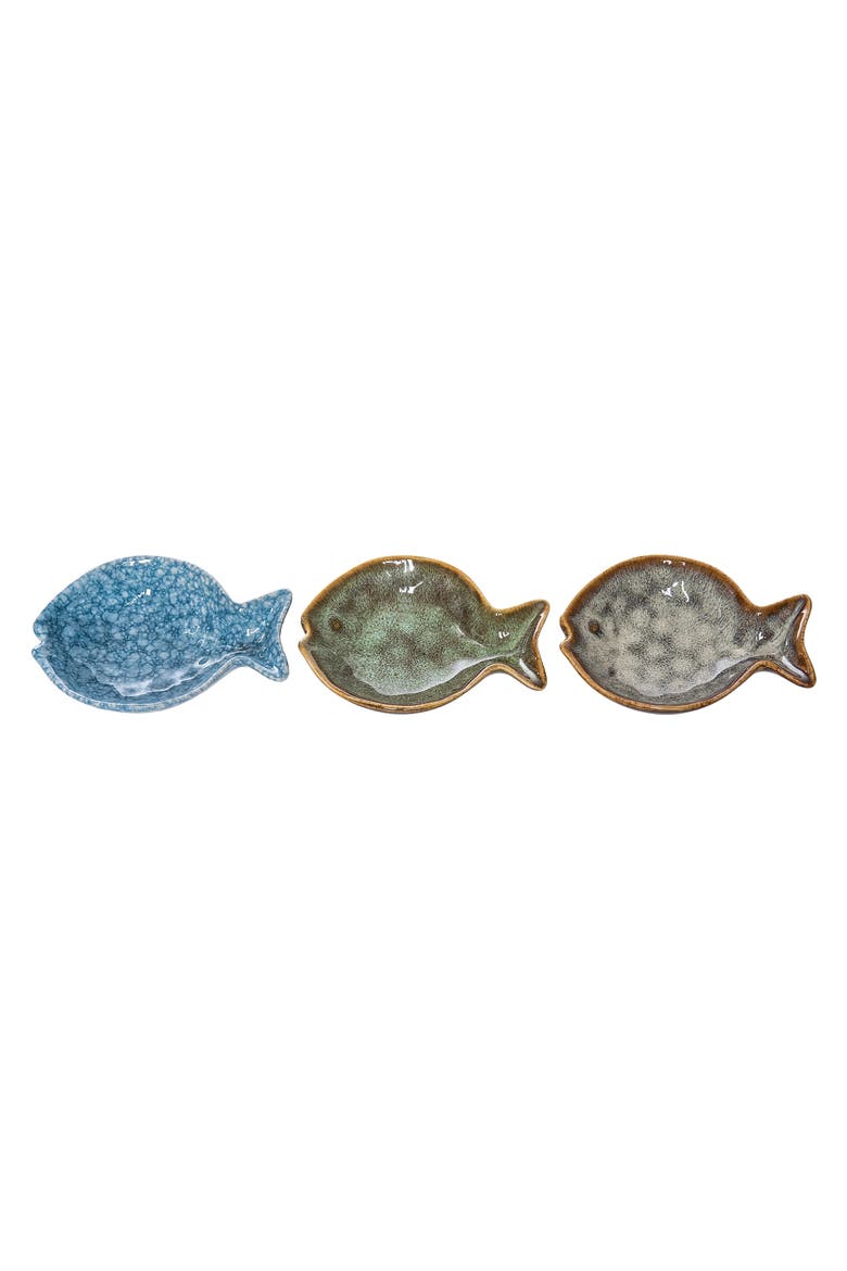 Fish Accent Dish Plates Set of 3, Main, color, Green