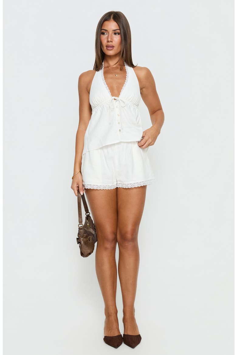 Cloud Crush Linen Blend Drawstring Shorts, Alternate, color, WHITE