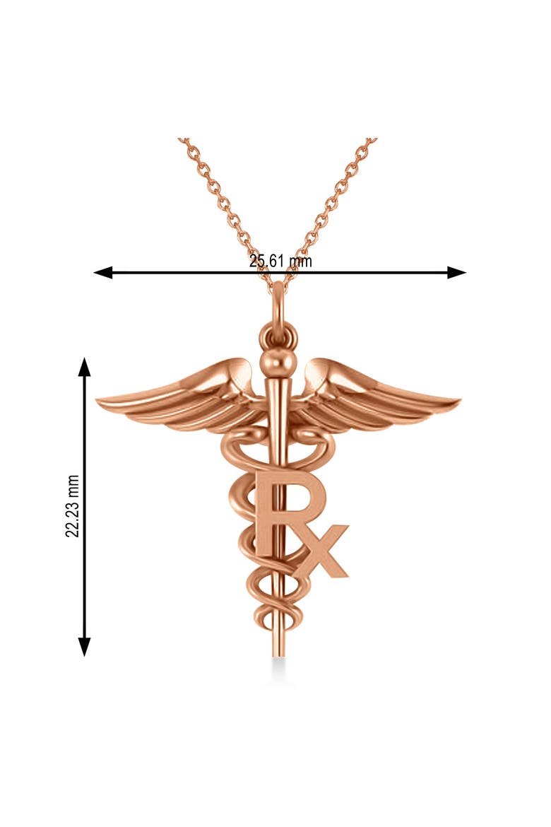 Medical RX Pharmacy Symbol Pendant Necklace 14k, Alternate, color, rose gold