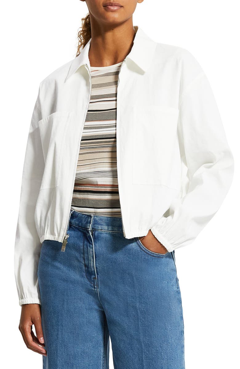 Theory Pocket Linen Blend Bomber Jacket, Alternate, color,