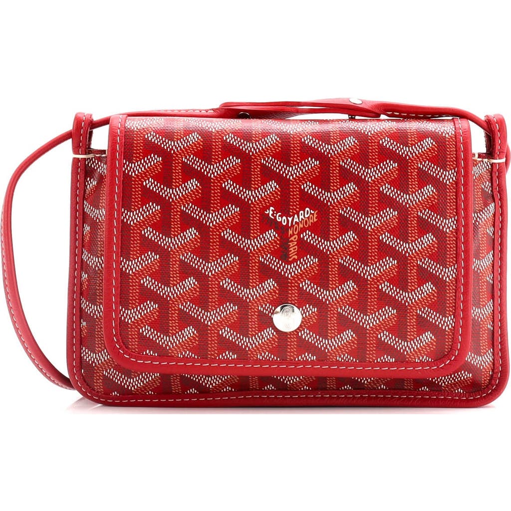 Pre-owned Goyard Goyard Plumet Clutch Wallet Coated Canvas In Red