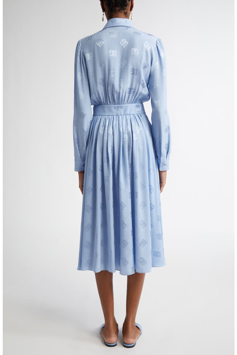 Logo Jacquard Long Sleeve Silk Shirtdress, Alternate, color, GLICINE VIOLA CHIARI