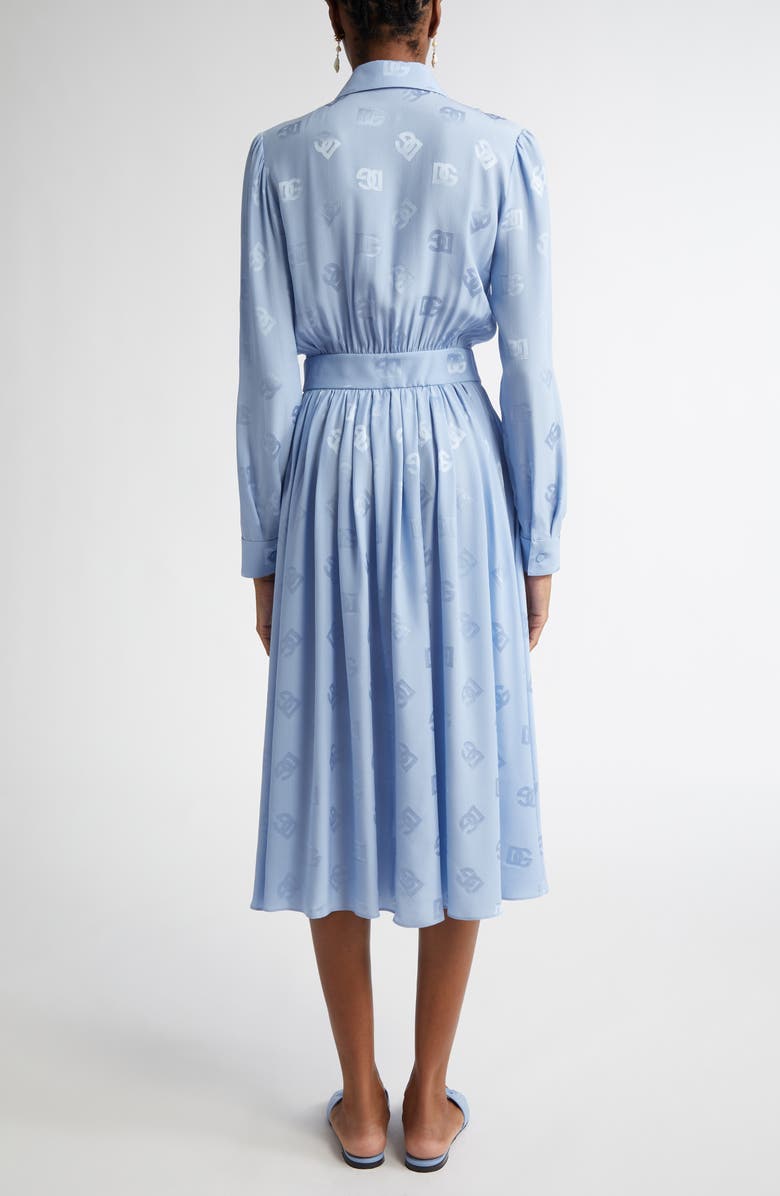 Dolce&Gabbana Logo Jacquard Long Sleeve Silk Shirtdress, Alternate, color, Glicine Viola Chiari