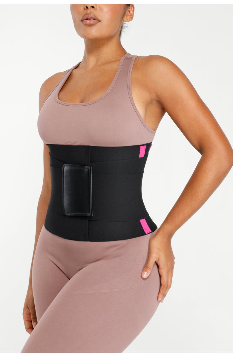 Shapellx AirSlim Triple Compression Latex Waist Trainer, Alternate, color, Black Contrast Pink
