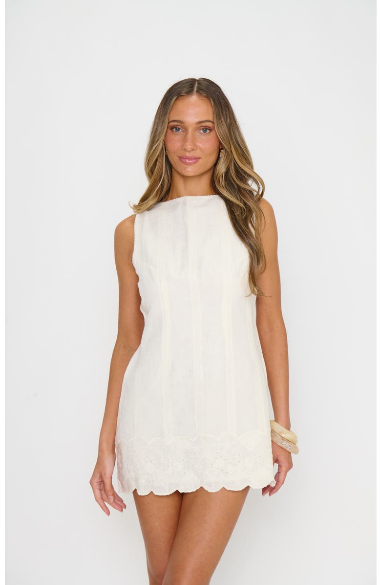 Show Me Your Mumu Ciao Mini Dress, Main, color, White Eyelet Embroidery