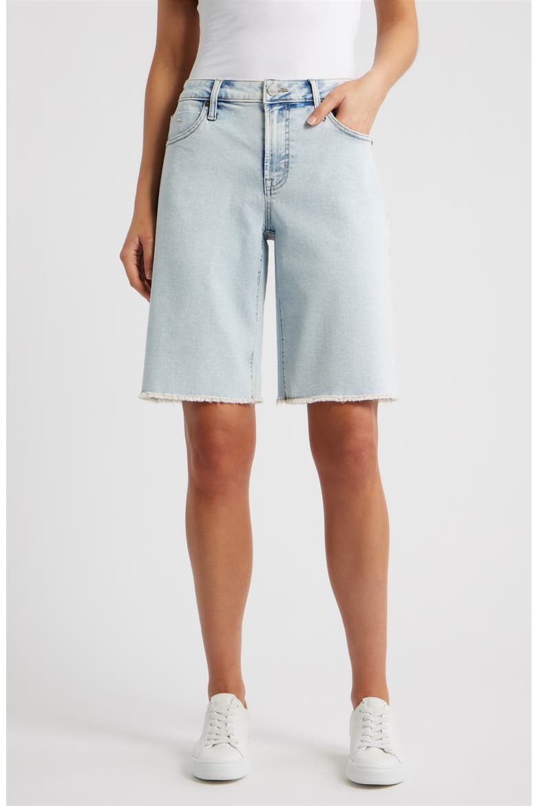 Frayed Denim Bermuda Shorts, Main, color, SNOW