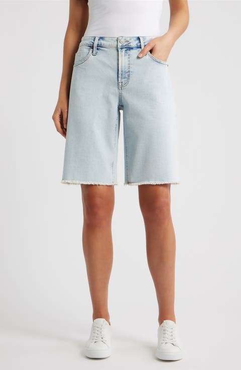 Frayed Denim Bermuda Shorts