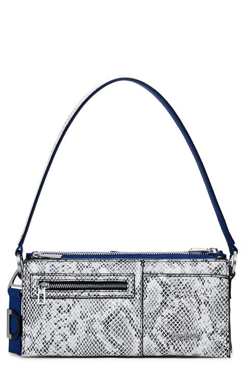 Two Tone Snake Embossed Shoulder Bag