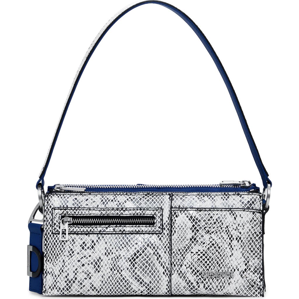 Desigual Two Tone Snake Embossed Shoulder Bag In Blue