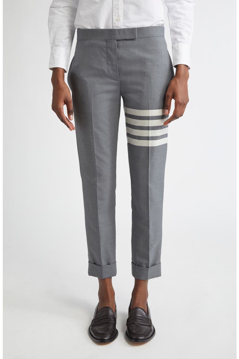 4-Bar Wool Crop Skinny Pants, Main, color, MED GREY