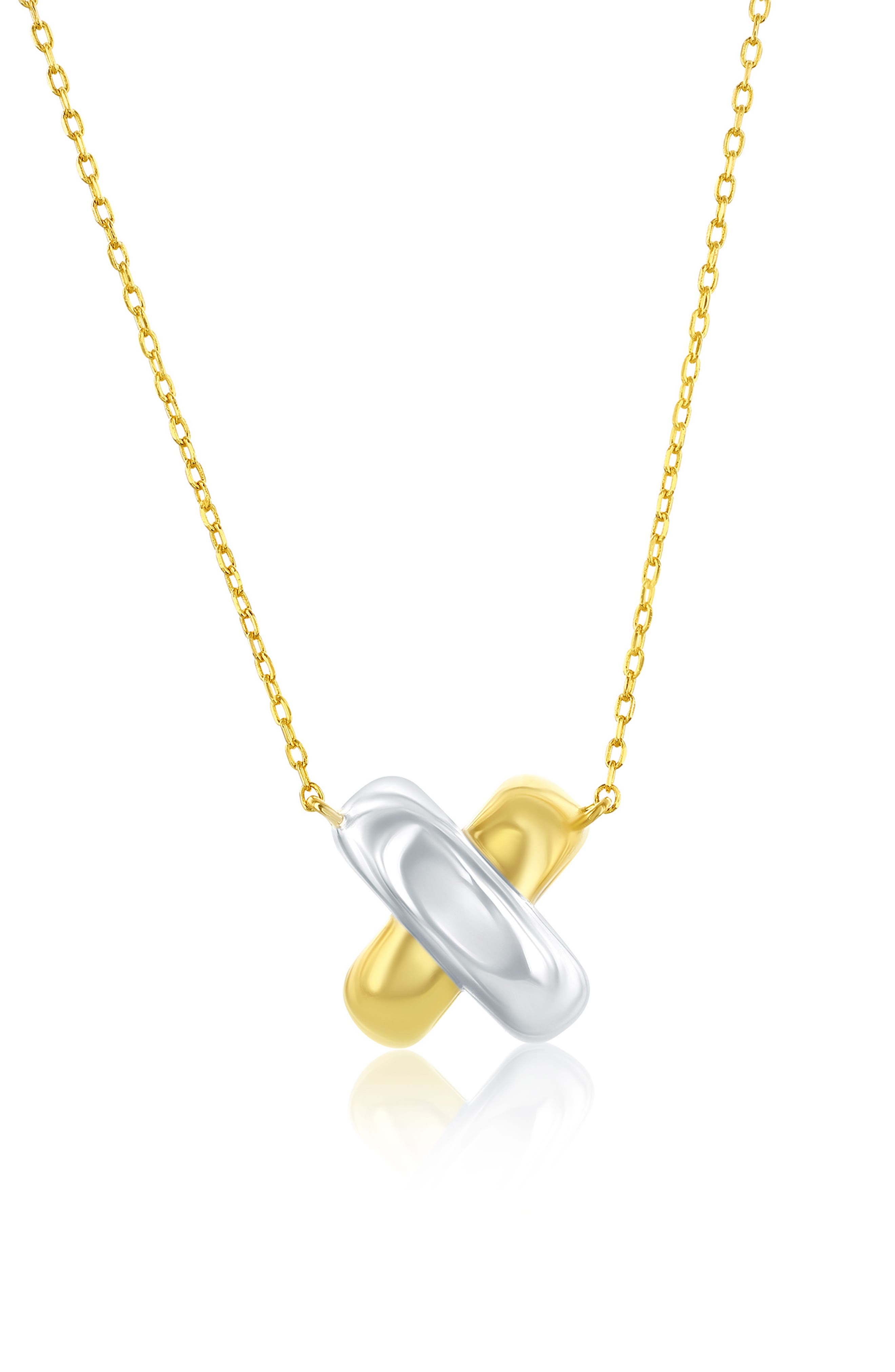 Sterling Silver Two-Tone X Pendant Necklace
