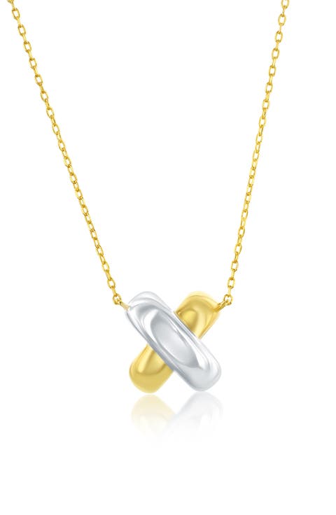Sterling Silver Two-Tone X Pendant Necklace