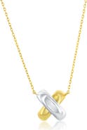 SIMONA Sterling Silver Two-Tone X Pendant Necklace