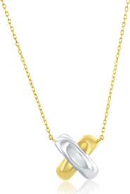 SIMONA Sterling Silver Two-Tone X Pendant Necklace