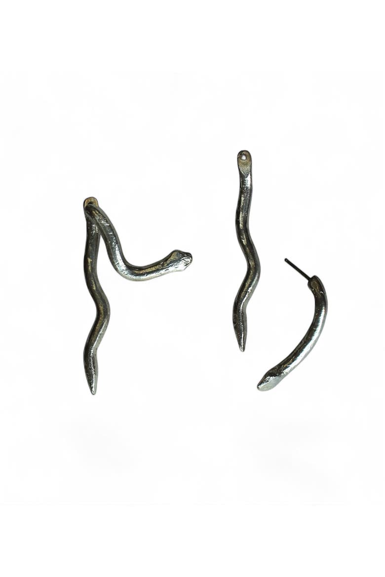 Silver Serpent Earrings, Main, color, Sterling Silver