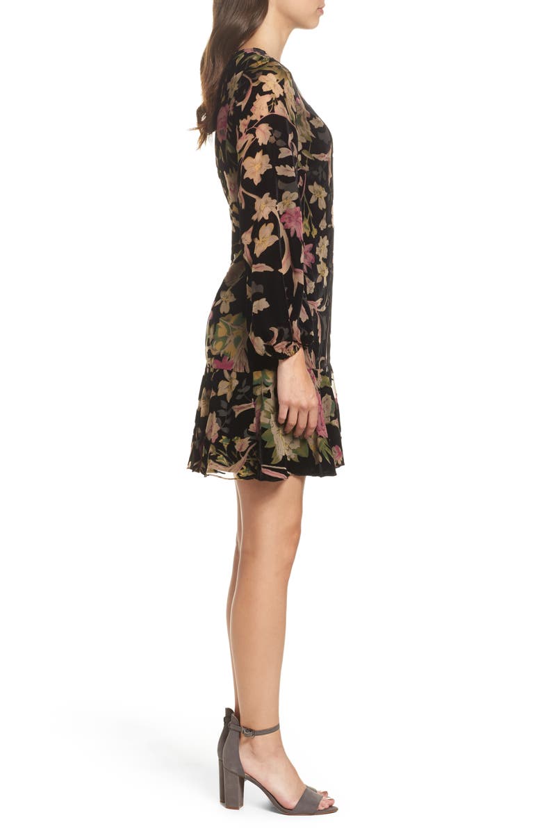 Eliza J Floral Print Velvet Shift Dress, Alternate, color,