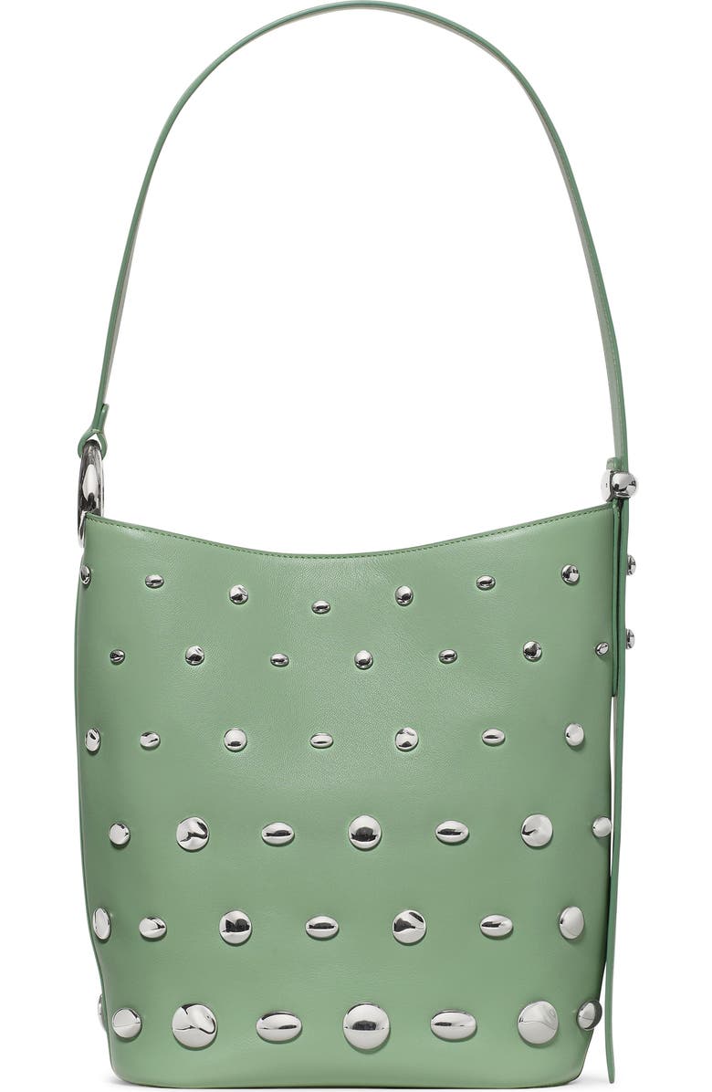 Kate Spade New York halo stud fine grain leather bucket bag, Alternate, color, Crisp Sage