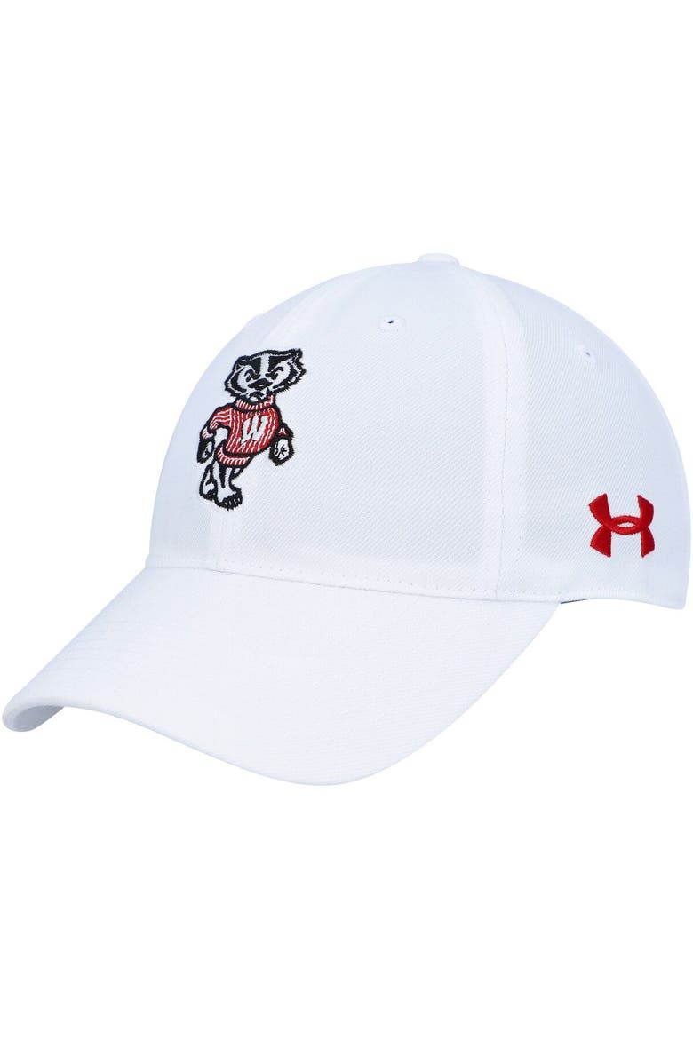 Men's Under Armour White Wisconsin Badgers Classic Adjustable Hat, Main, color, White