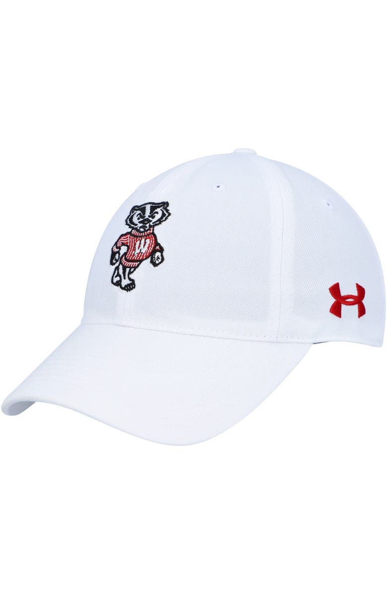 Under Armour Men's Under Armour White Wisconsin Badgers Classic Adjustable Hat, Main, color,