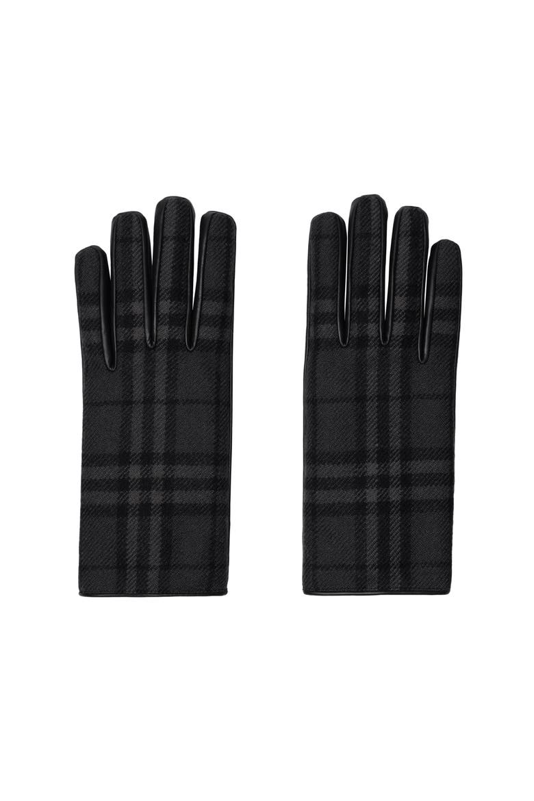 Check Wool Gloves, Main, color, Iron grey