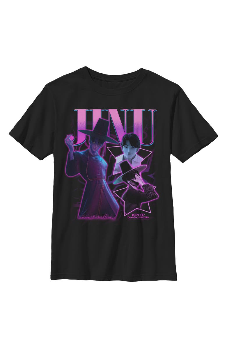 KPop Demon Hunters Boy's KPop Demon Hunters Jinu Saja Collage Graphic T-Shirt, Main, color, Black