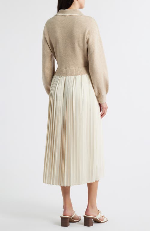 Zoe And Claire Long Sleeve Twofer Sweater Dress In Metallic