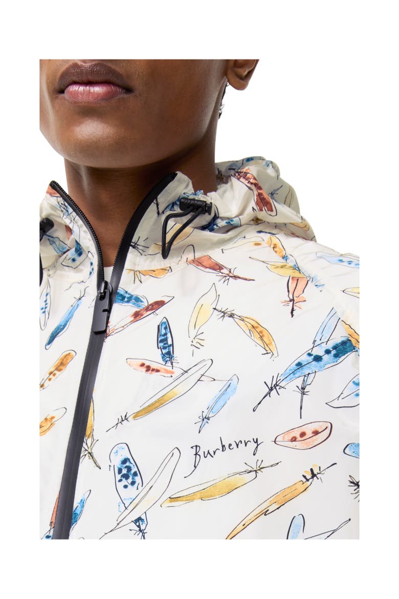 Feather Print Nylon Clapton Hooded Jacket, Alternate, color, Ink blue