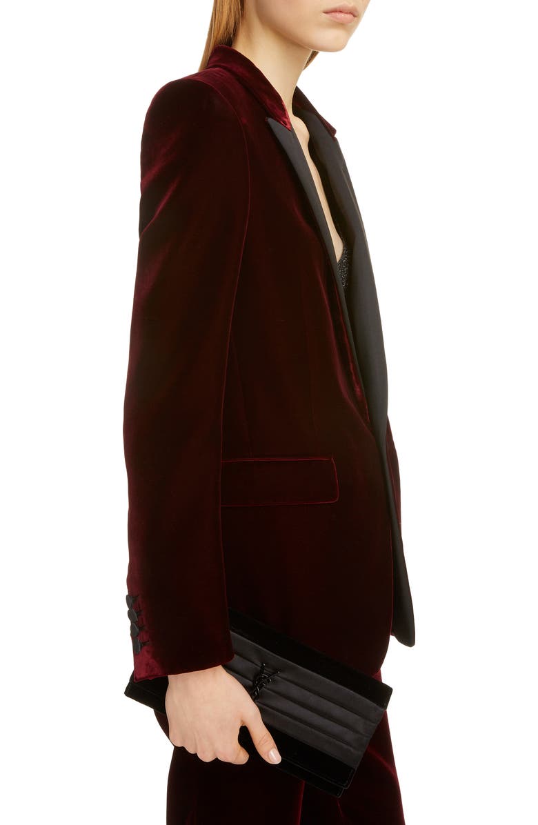 Saint Laurent Smoking Satin & Velvet Clutch, Alternate, color,