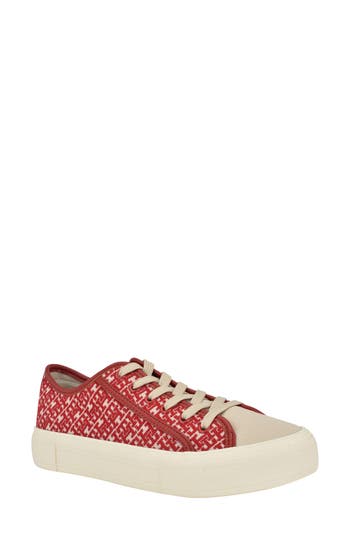 Tommy Hilfiger Logo Jacquard Sneaker In Red
