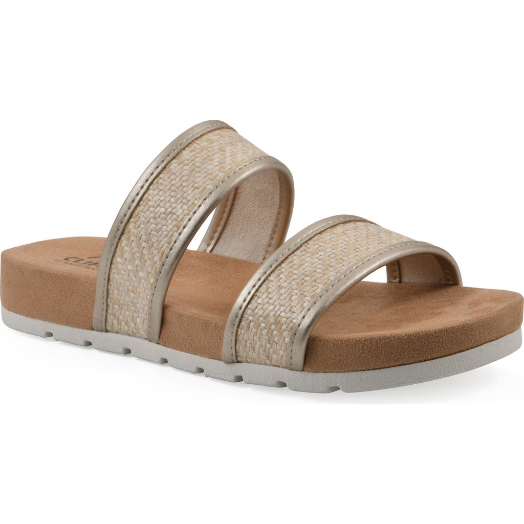 Cliffs By White Mountain Tropical Slide Sandal In Platino Metallic Smooth
