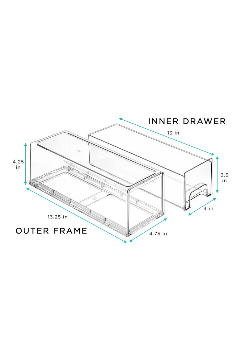 4-Pack Stackable Fridge Storage Drawers, Alternate, color, CLEAR