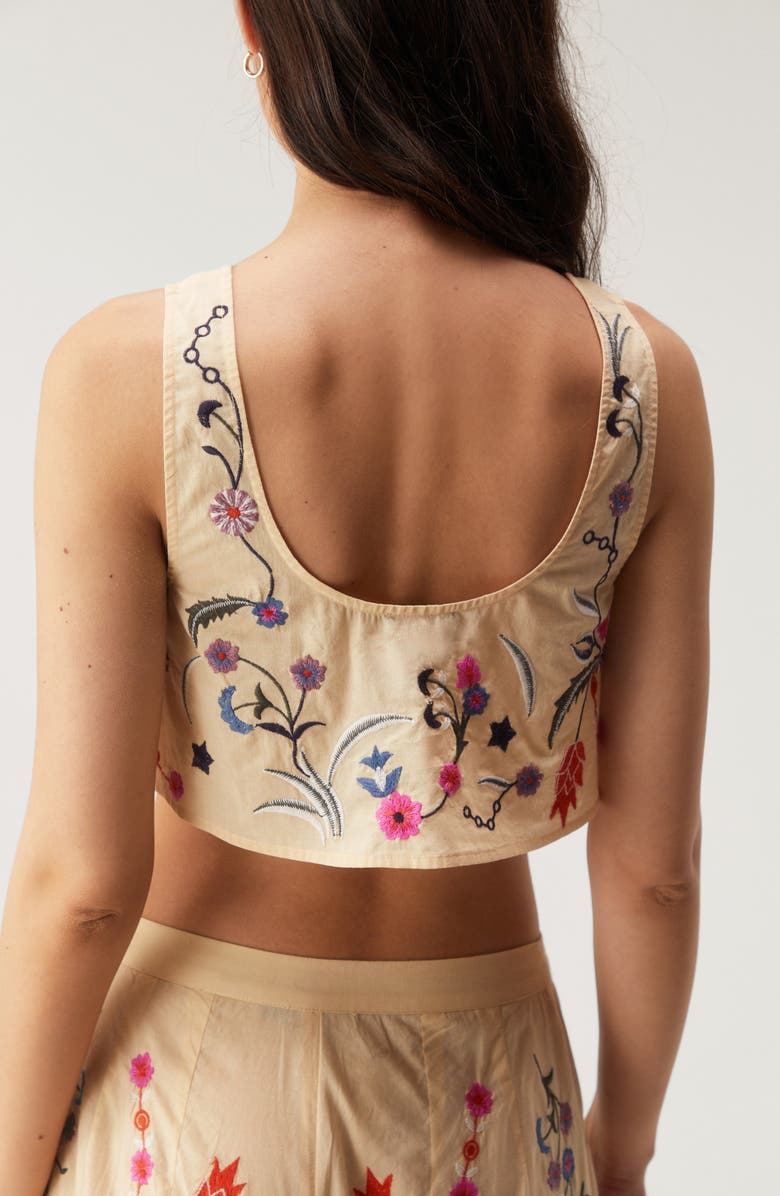 NASTY GAL Floral Embroidered Cotton Crop Tank, Alternate, color, 