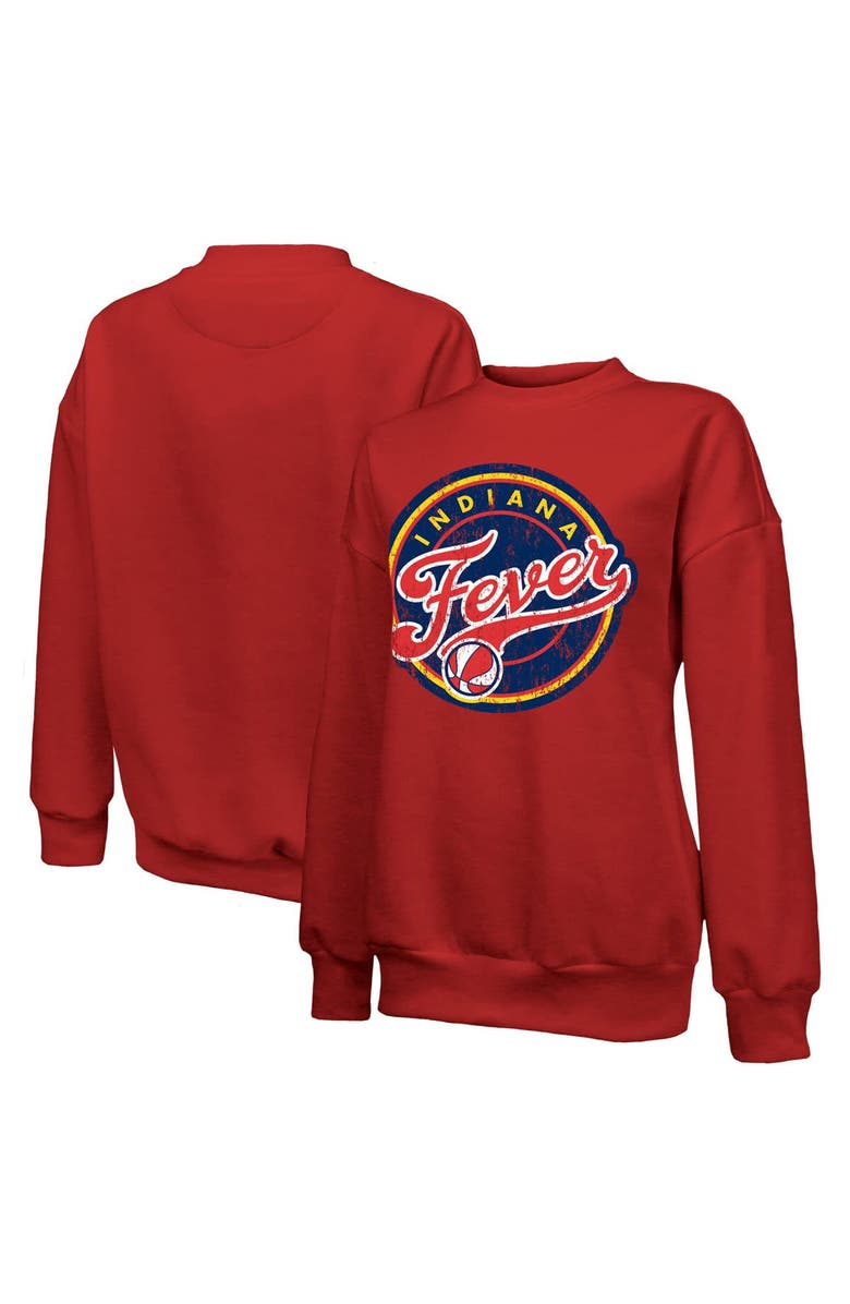 Majestic Threads Women
s Majestic Threads Red Indiana Fever Primary Logo Drop Shoulder Tri-Blend Pullover Sweatshirt, Main, color,