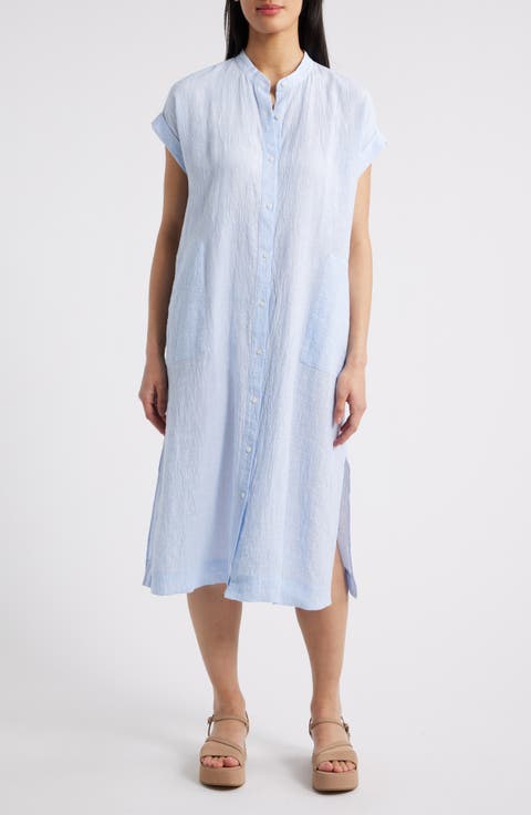 Short Sleeve Organic Linen Shift Dress