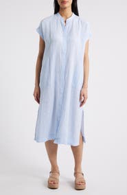 Eileen Fisher Short Sleeve Organic Linen Shift Dress