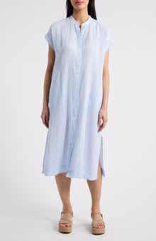Eileen Fisher Short Sleeve Organic Linen Shift Dress