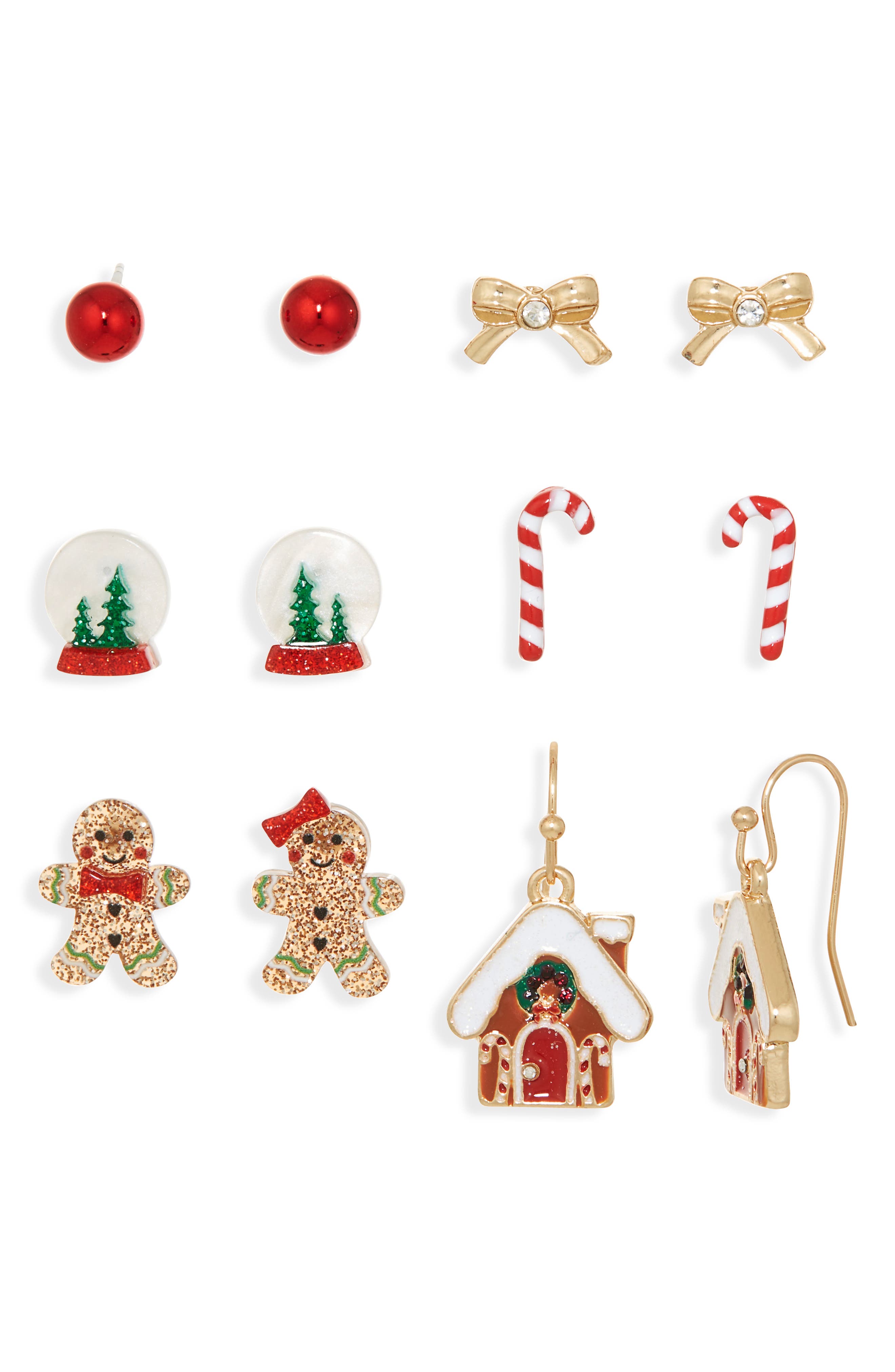 Leith 6-Pack Assorted Holiday Stud & Drop Earrings Set
