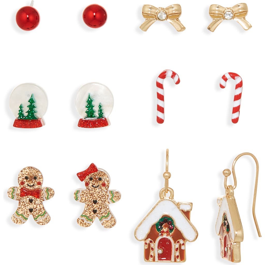 Leith 6-pack Assorted Holiday Stud & Drop Earrings Set In Multi