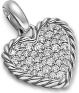David Yurman Cable Pavé Heart Amulet in Sterling Silver with Diamonds