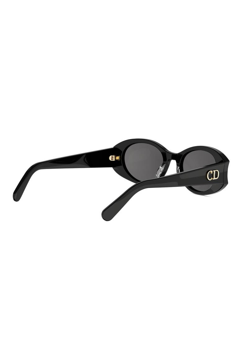 'DiorGlow B3I 51mm Oval Sunglasses, Alternate, color, SHINY BLACK / SMOKE