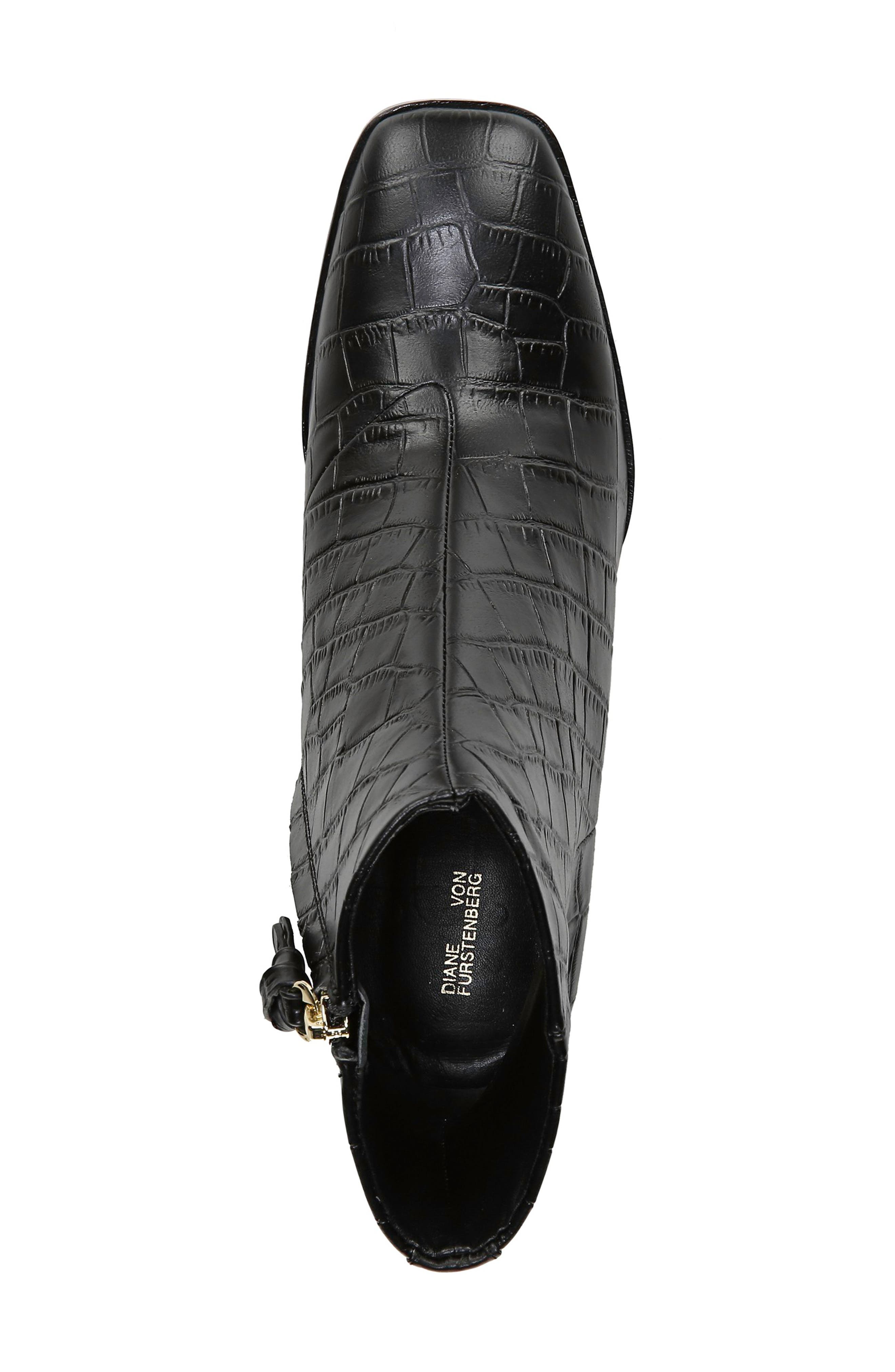 Diane von Furstenberg Thelma Croc Embossed Bootie, Alternate, color, 