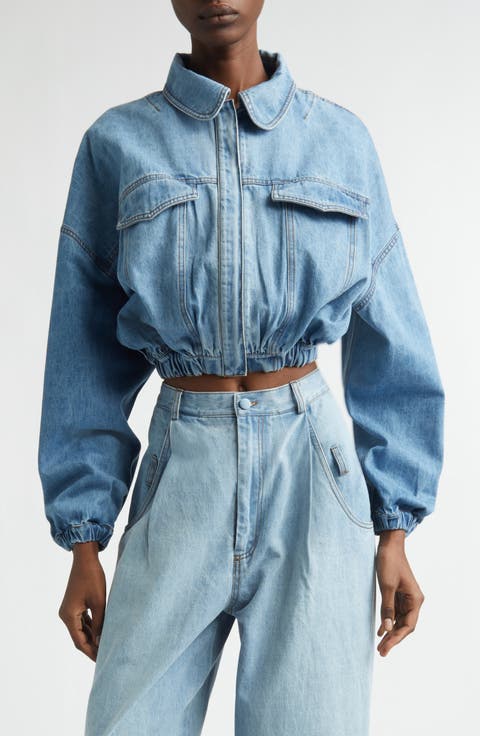 Baby Bubble Hem Denim Bomber Jacket