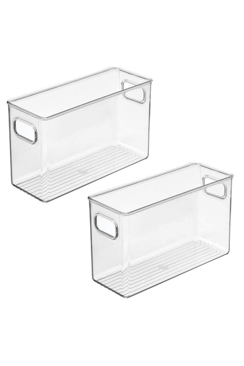 Set of 2 Pantry Storage Bins with Handles - Clear, Main, color, Clear