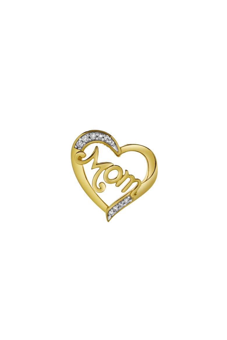 Chic Mom Heart Diamond Pendant Necklace in 10K Yellow Gold, Alternate, color, 10K Yellow Gold